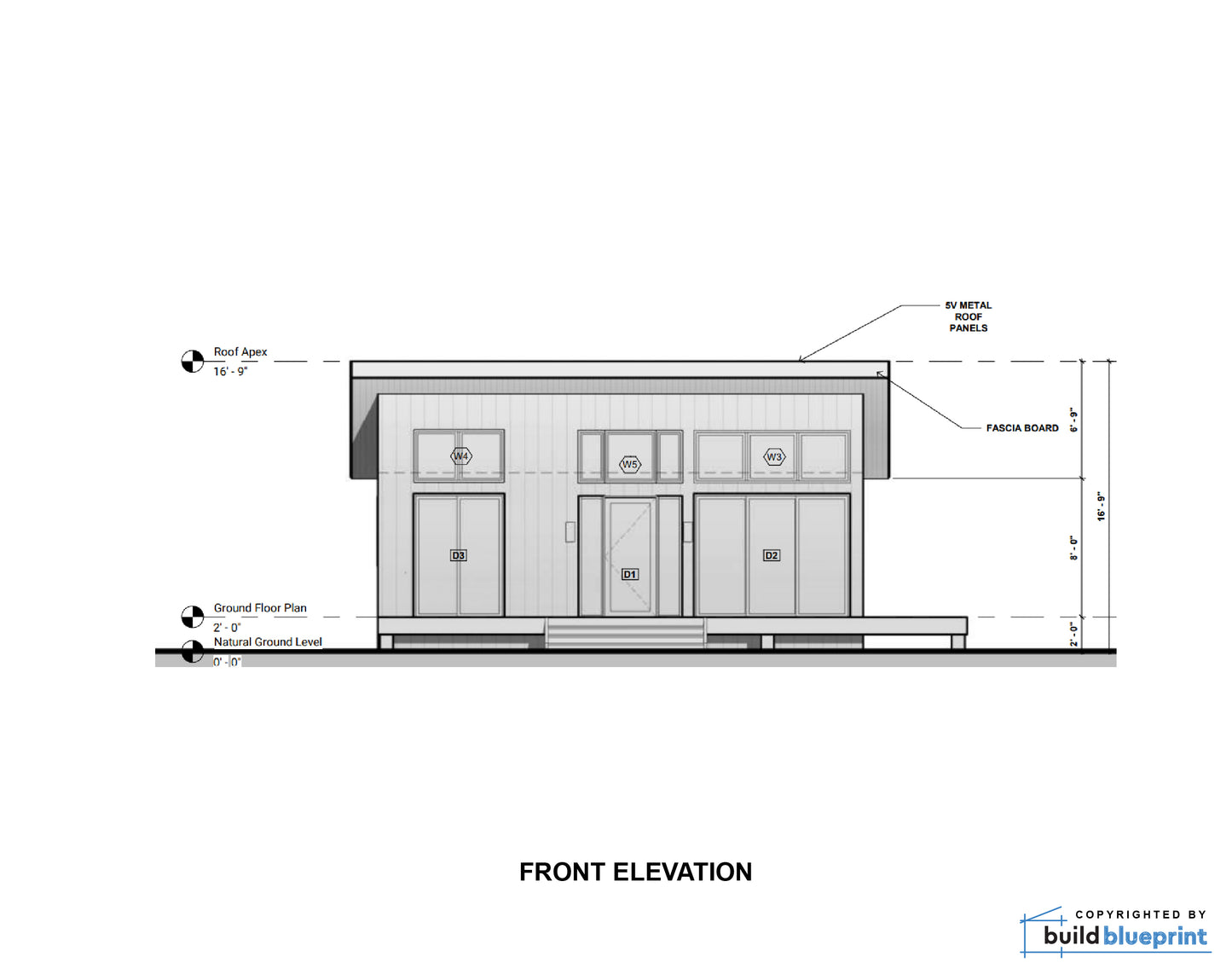 22' x 28' Lean Cottage Architectural Plans
