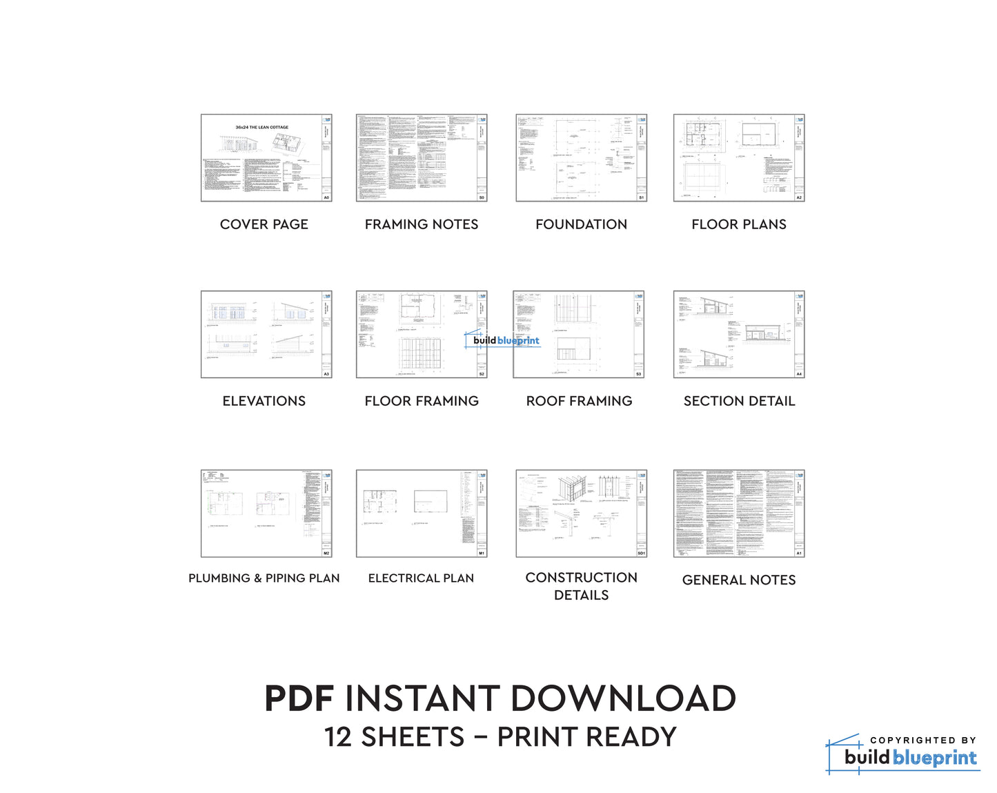 24' x 36' Lean Cottage Architectural Plans