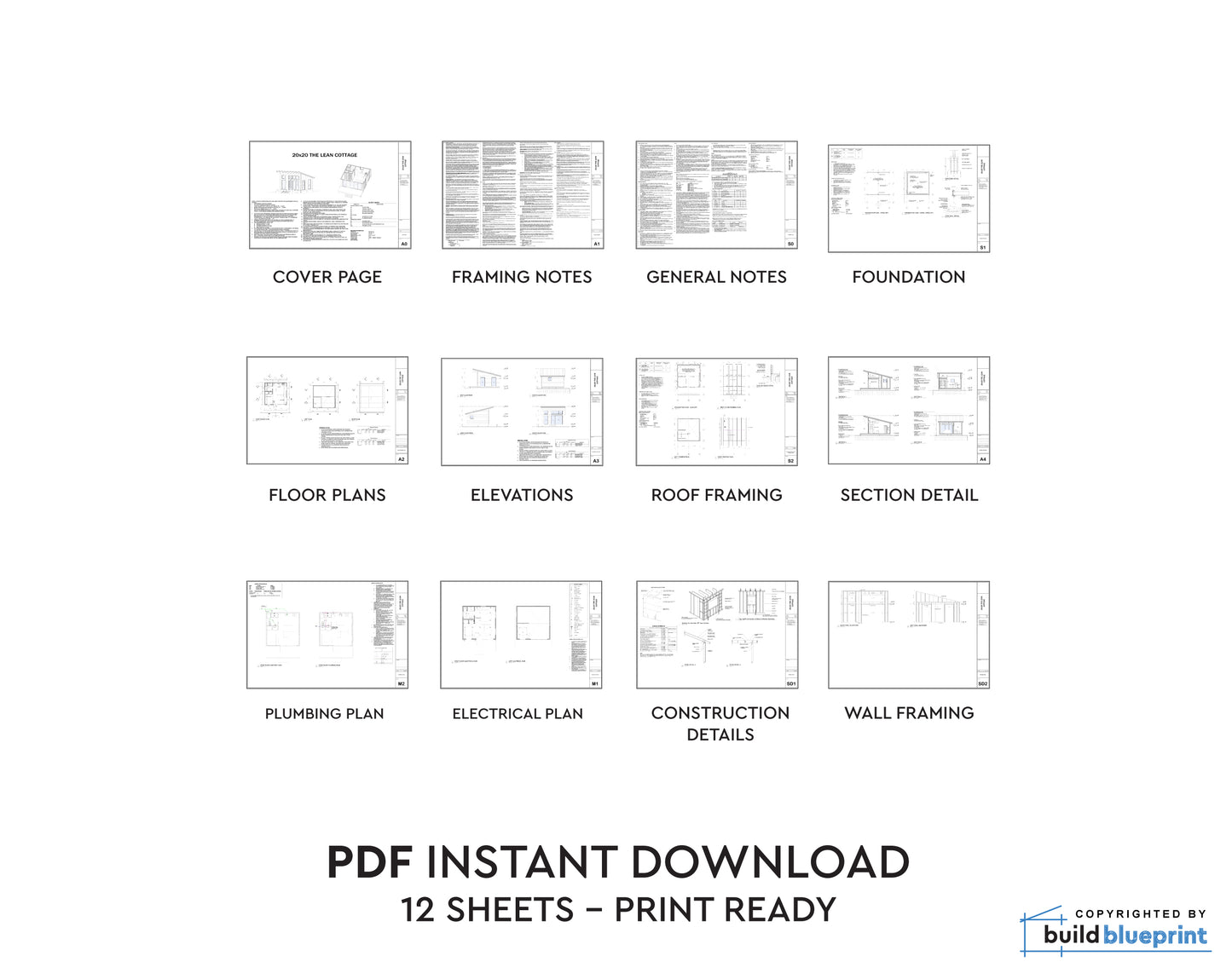 20' x 20' Lean Cottage Architectural Plans