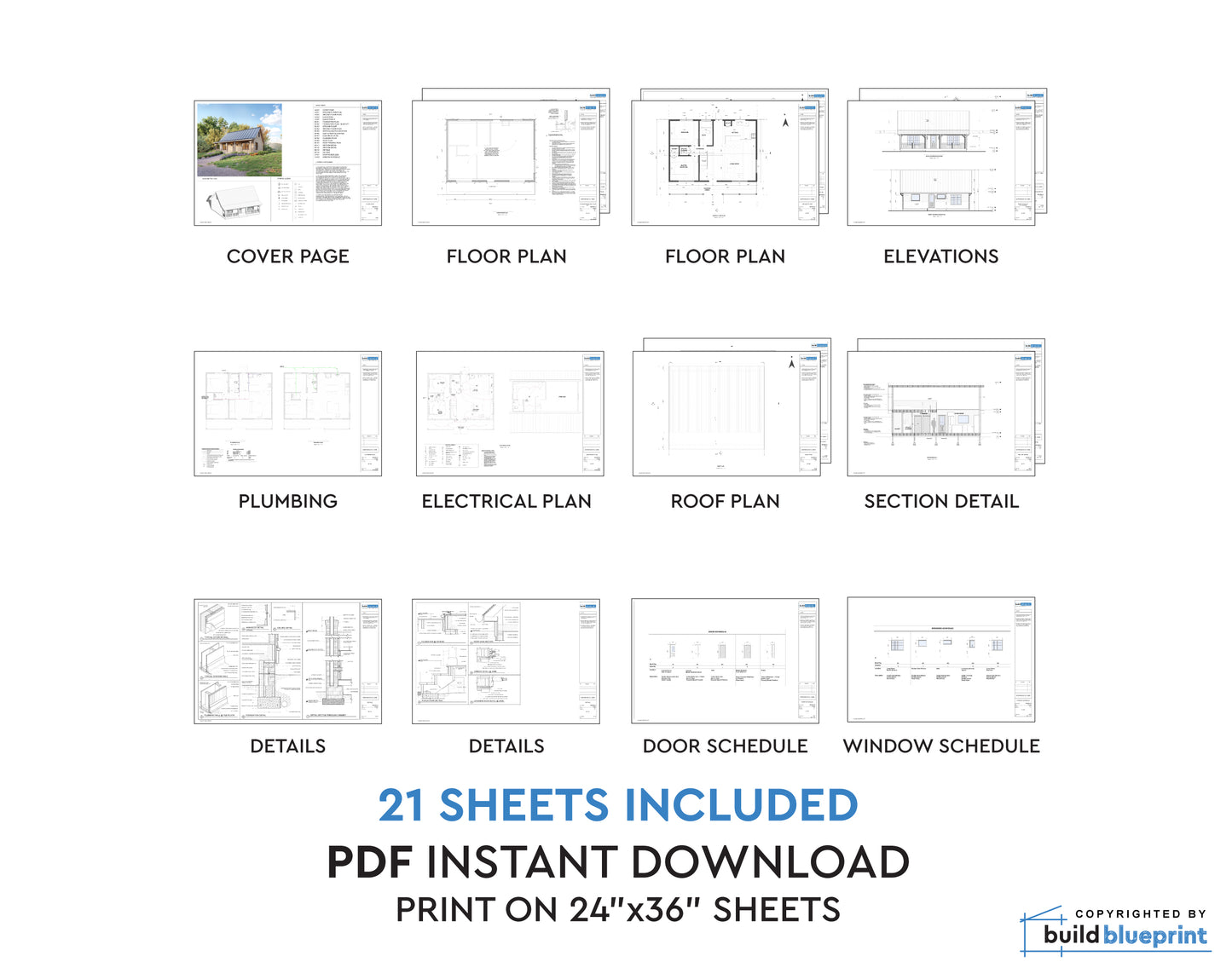 24' x 34' Large Adirondack Cabin Architectural Plans
