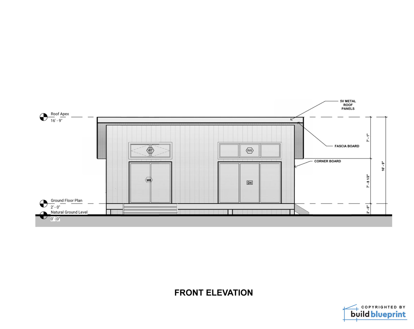 26' x 32' Lean Cabin Architectural Plans