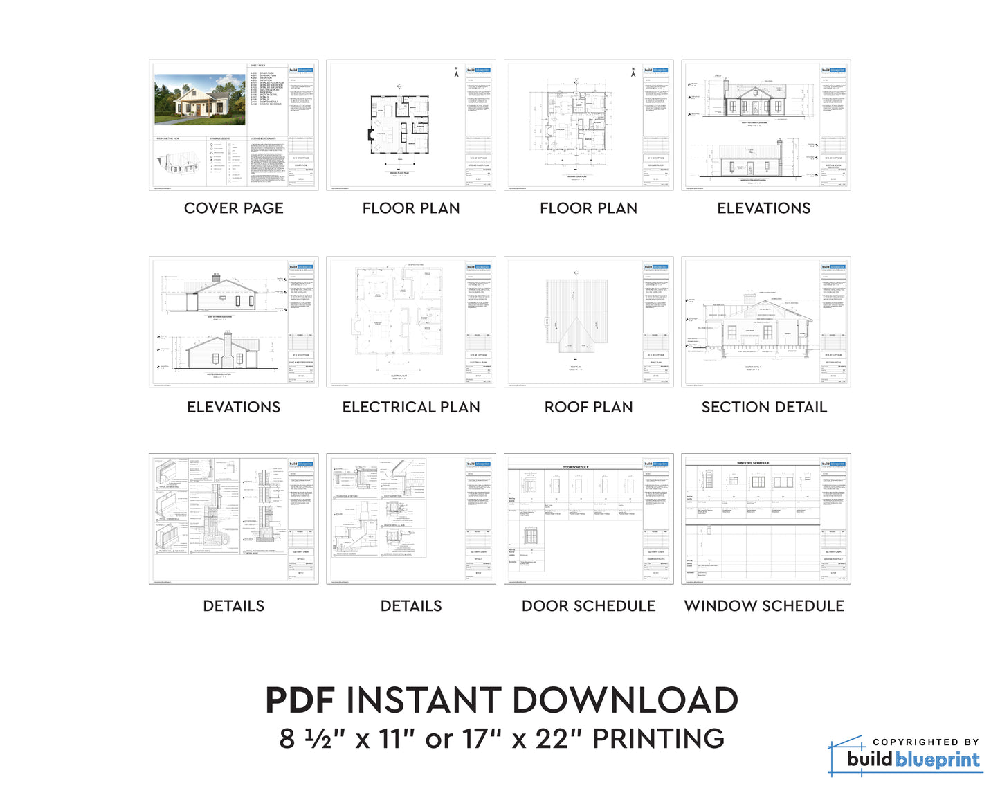 30' x 30' Small Cottage Architectural Plans