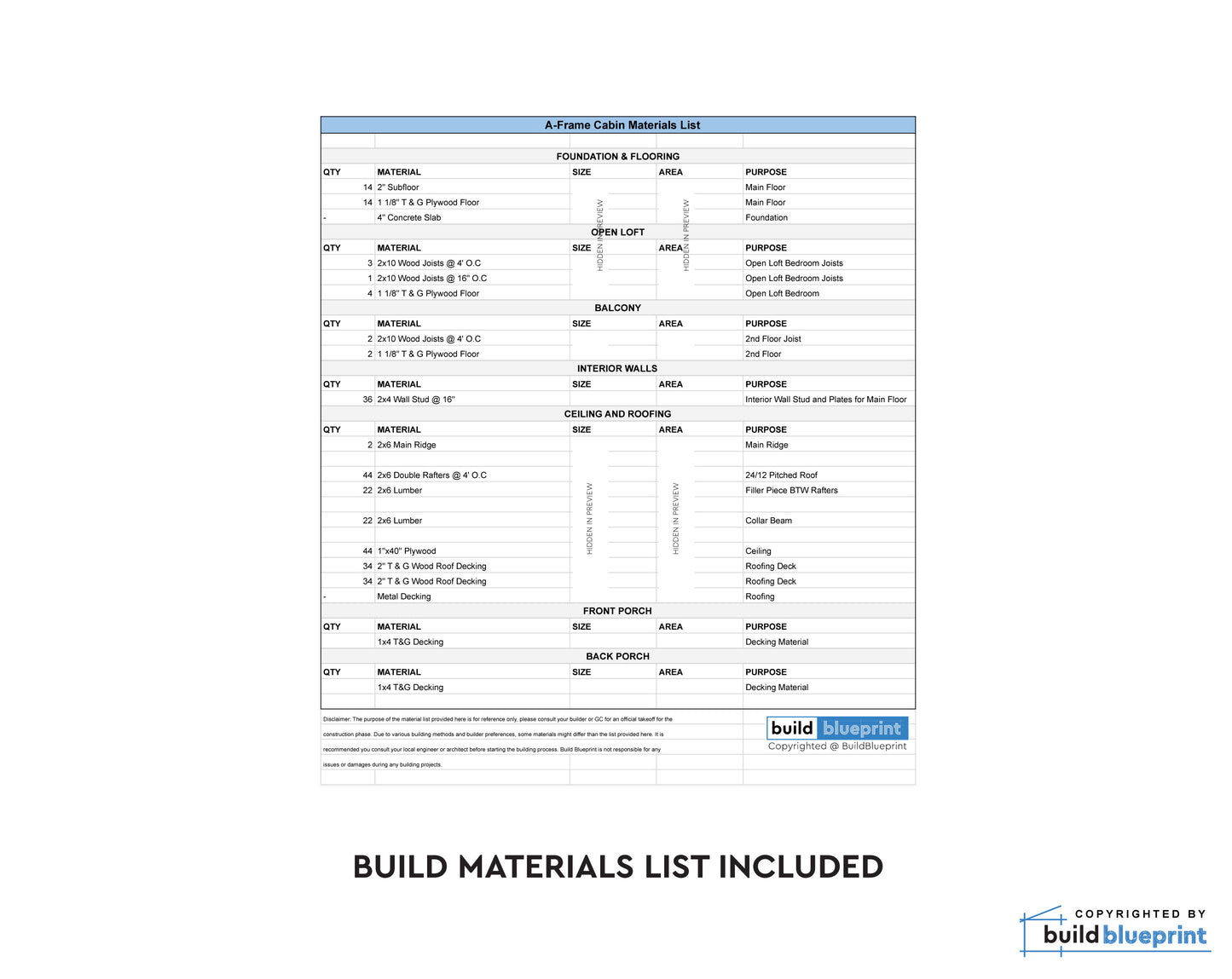 30' x 42' Modern A-Frame Cabin Architectural Plans