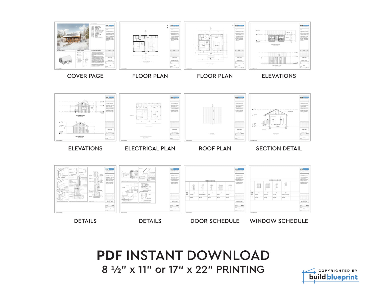 16' x 24' Aspen Cabin Architectural Plans