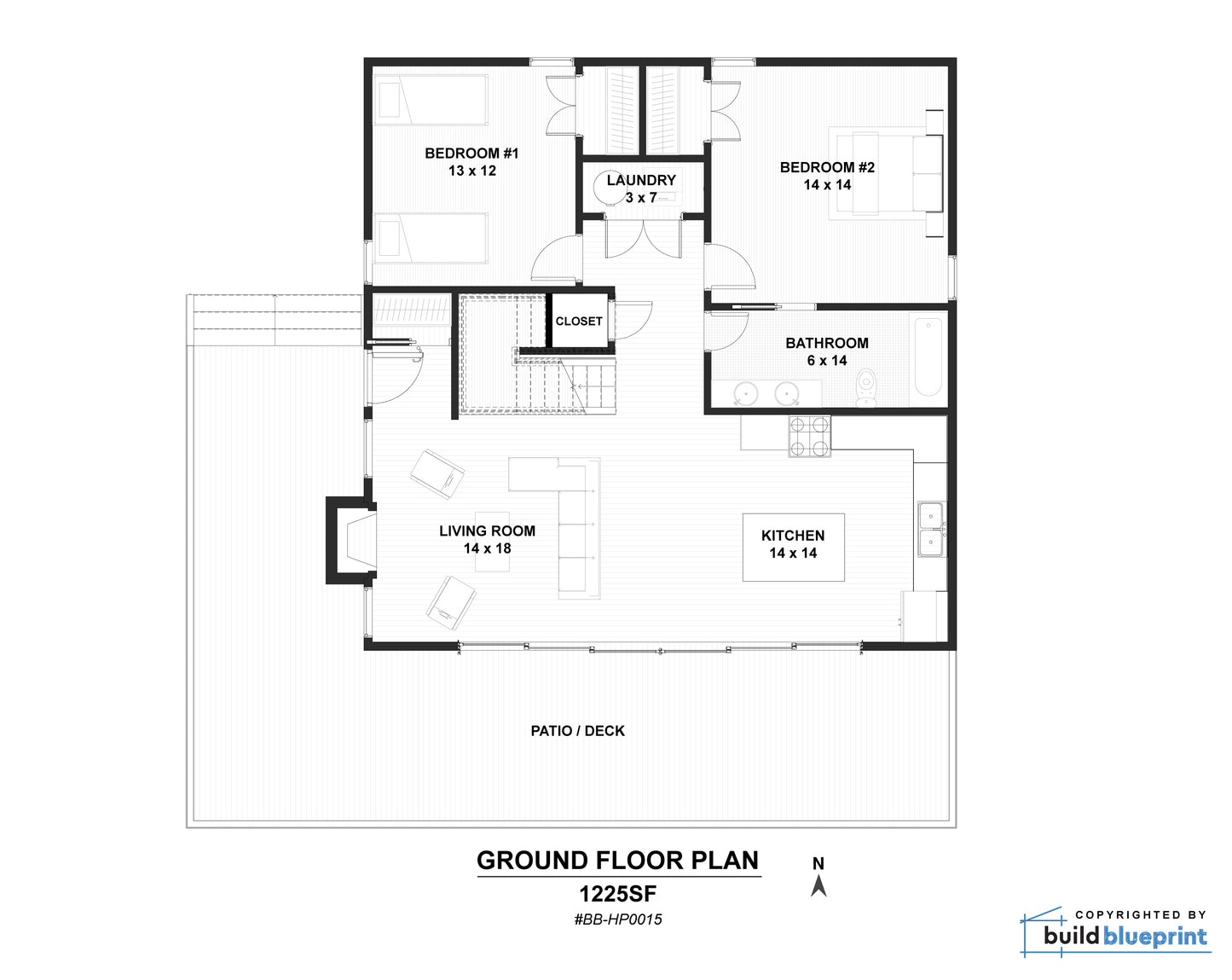 35' x 35' Long Creek Modern Cabin Architectural Plans