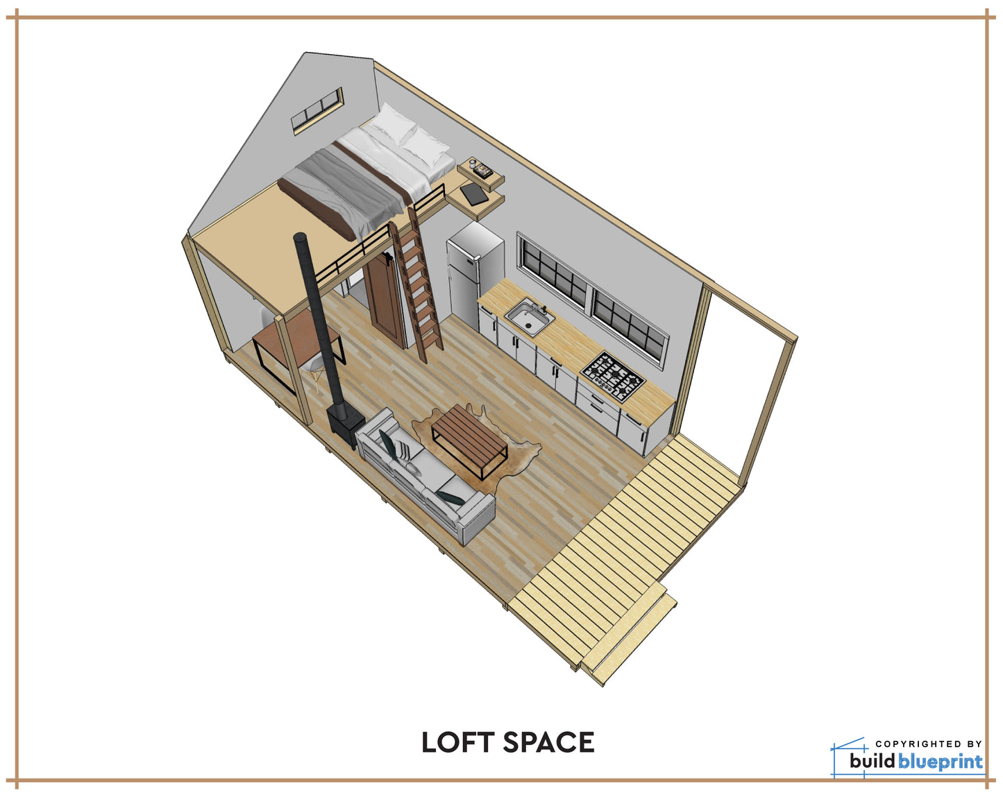 12' x 20' Small Cabin Loft DIY Build Plans