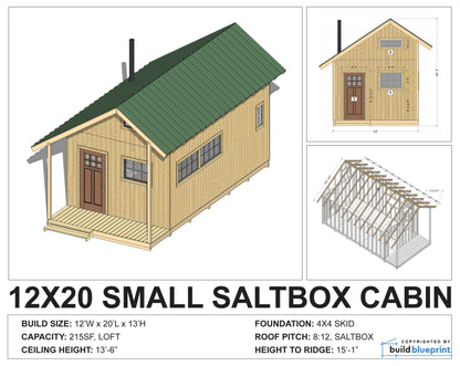 12' x 20' Small Cabin Loft DIY Build Plans