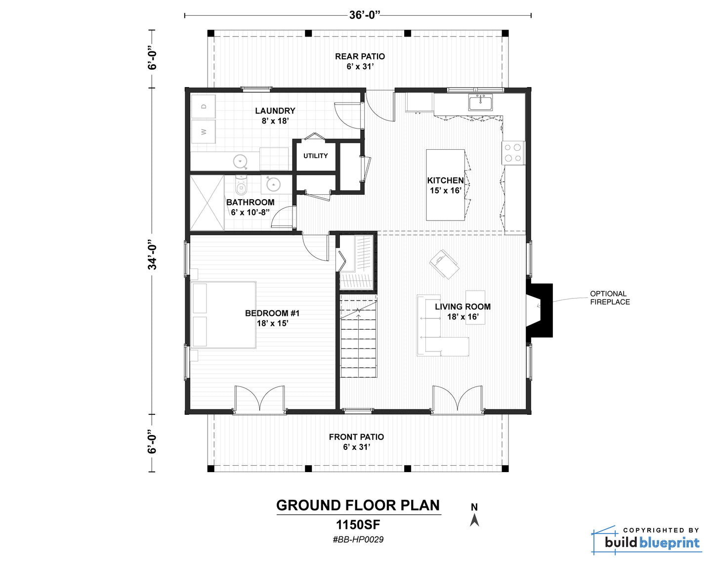 34' x 36' Spruce Cabin Architectural Plans