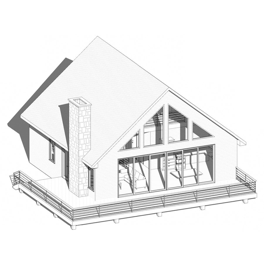 3D rendering of a modern cabin exterior