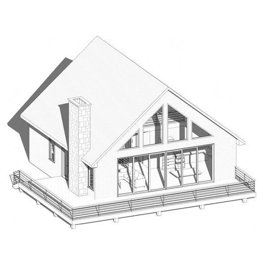 3D rendering of a modern cabin exterior
