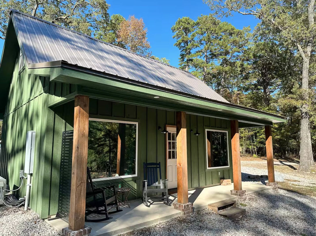 The Cabins at Northwoods Trails “The Trailblazer” — Hot Springs, Arkansas. Built from the 20’ x 26’ Adirondack Cabin Architectural Plans.