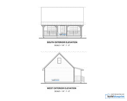 20' x 26' Farmhouse Cabin Architectural Plans