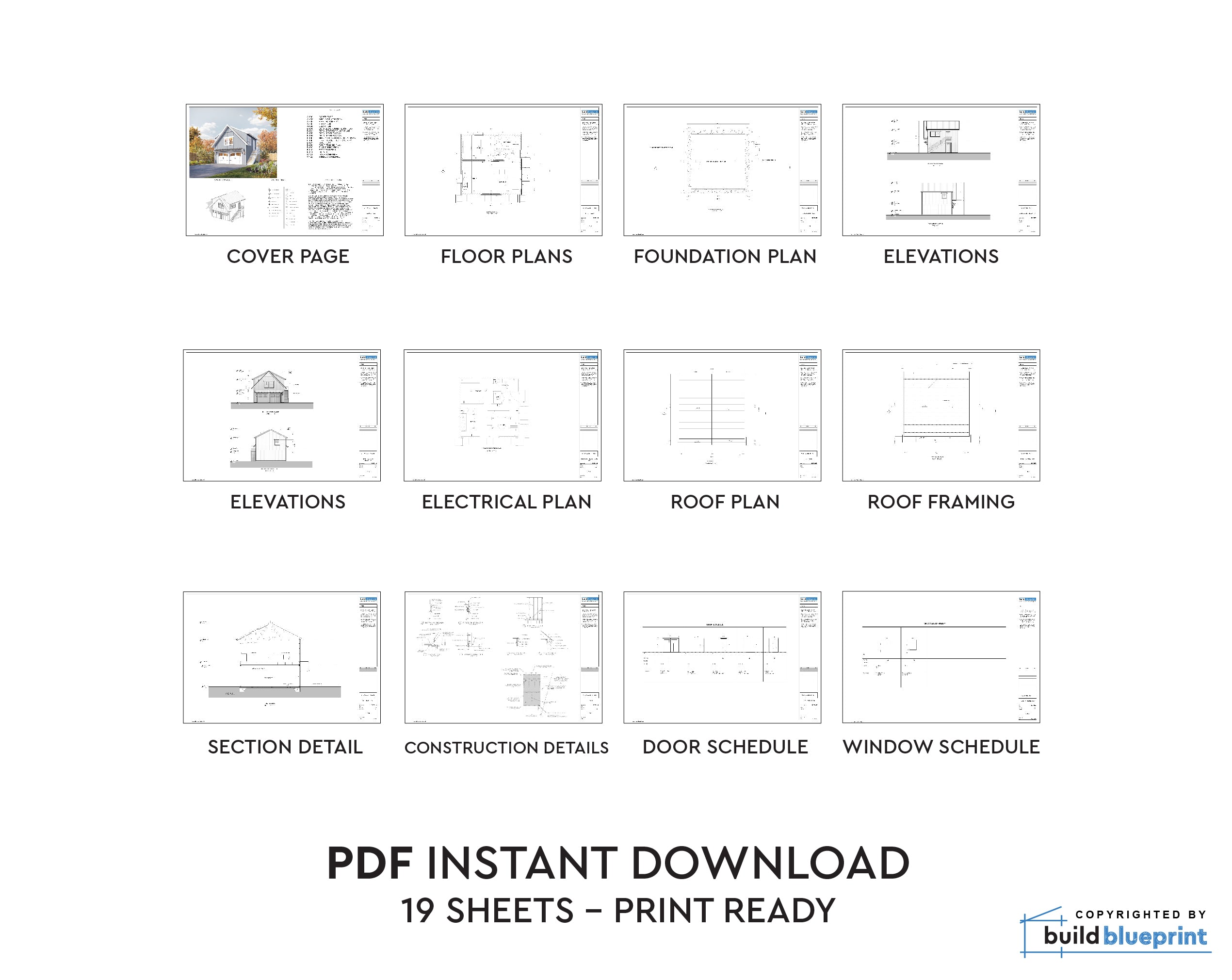 22'x22' ADU Garage Loft Plans | Build Blueprint
