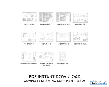 22' x 26' Garden Cottage Architectural Plans