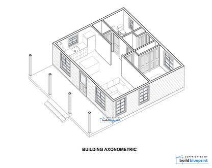 22' x 26' Garden Cottage Architectural Plans