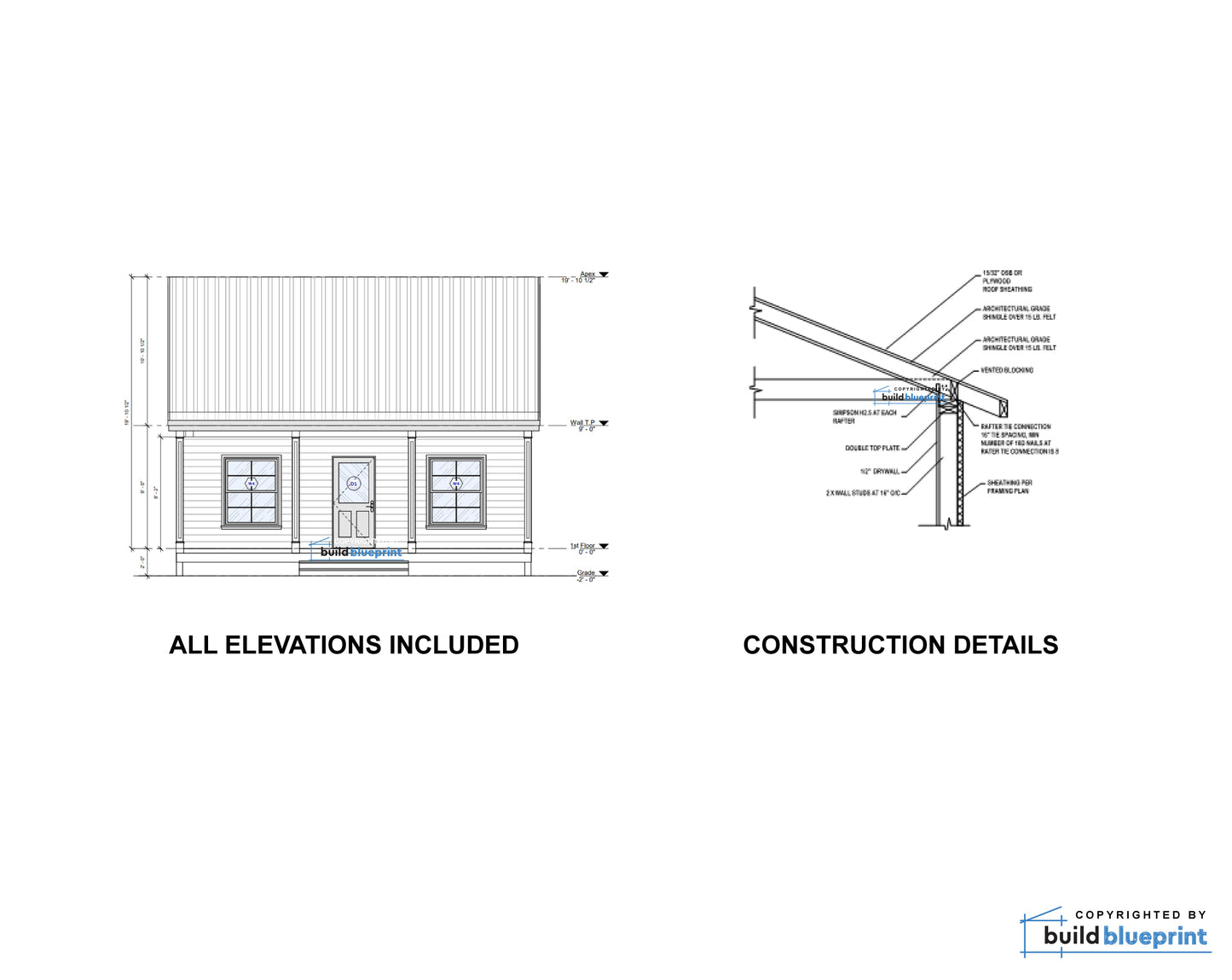 22' x 26' Garden Cottage Architectural Plans