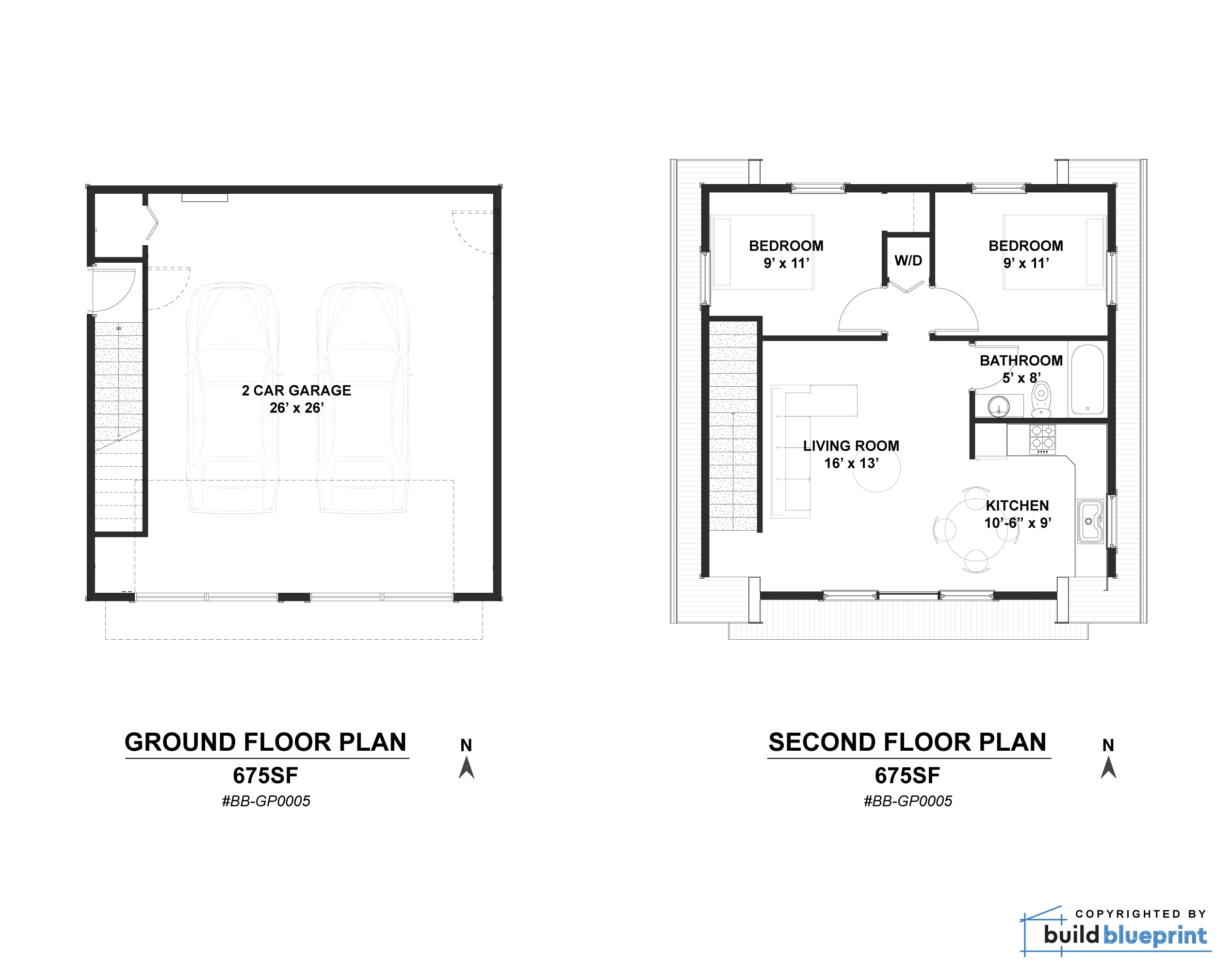 26' x 26' ADU Garage Loft Plans | Build Blueprint