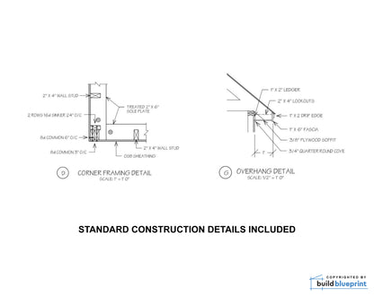 28' x 28' Two Car ADU Garage Loft Architectural Plans