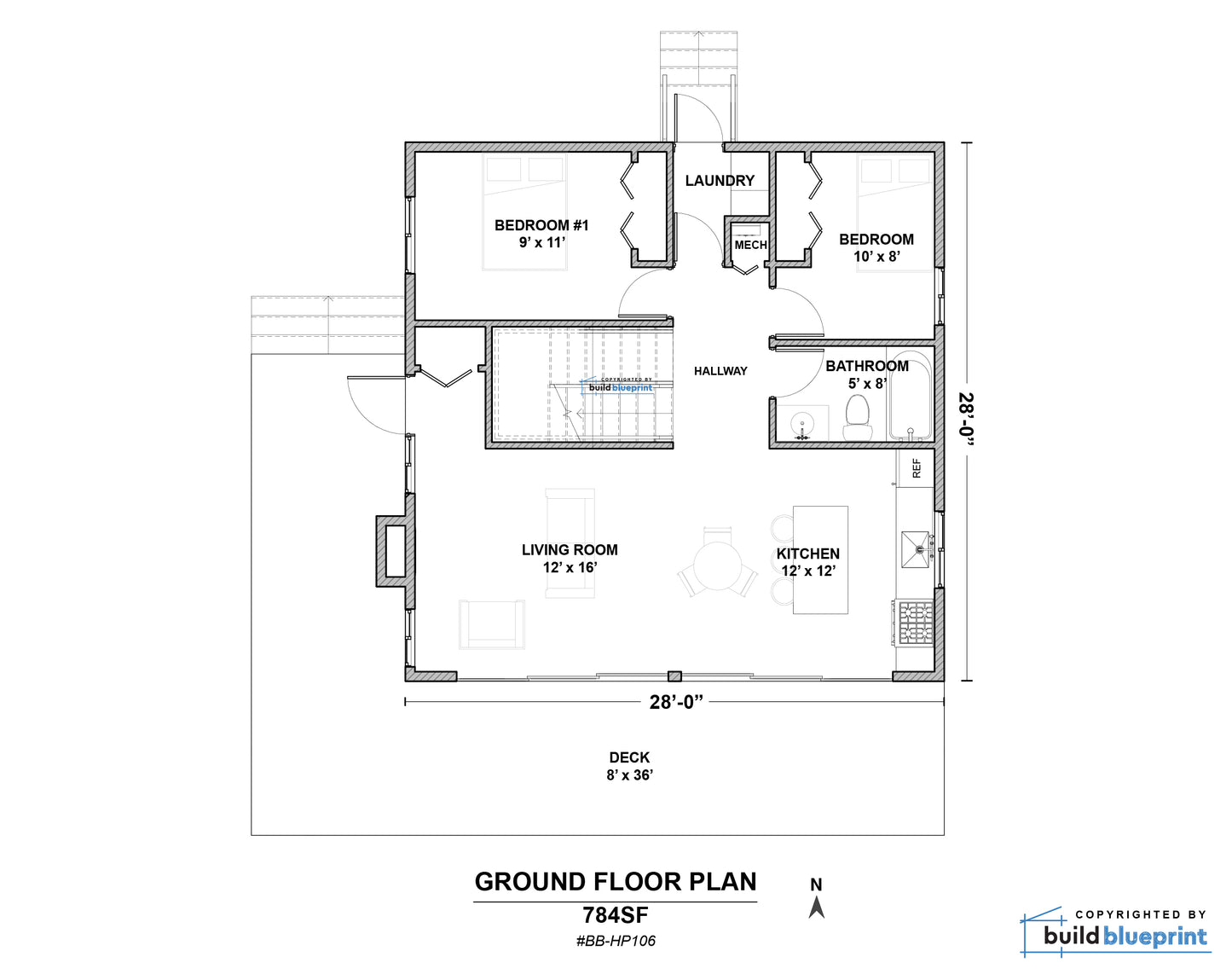 28' x 28' Long Creek Cabin Architectural Plans