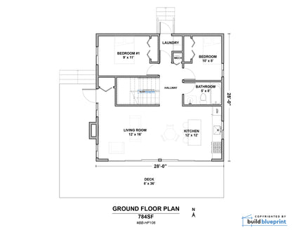 28' x 28' Long Creek Cabin Architectural Plans