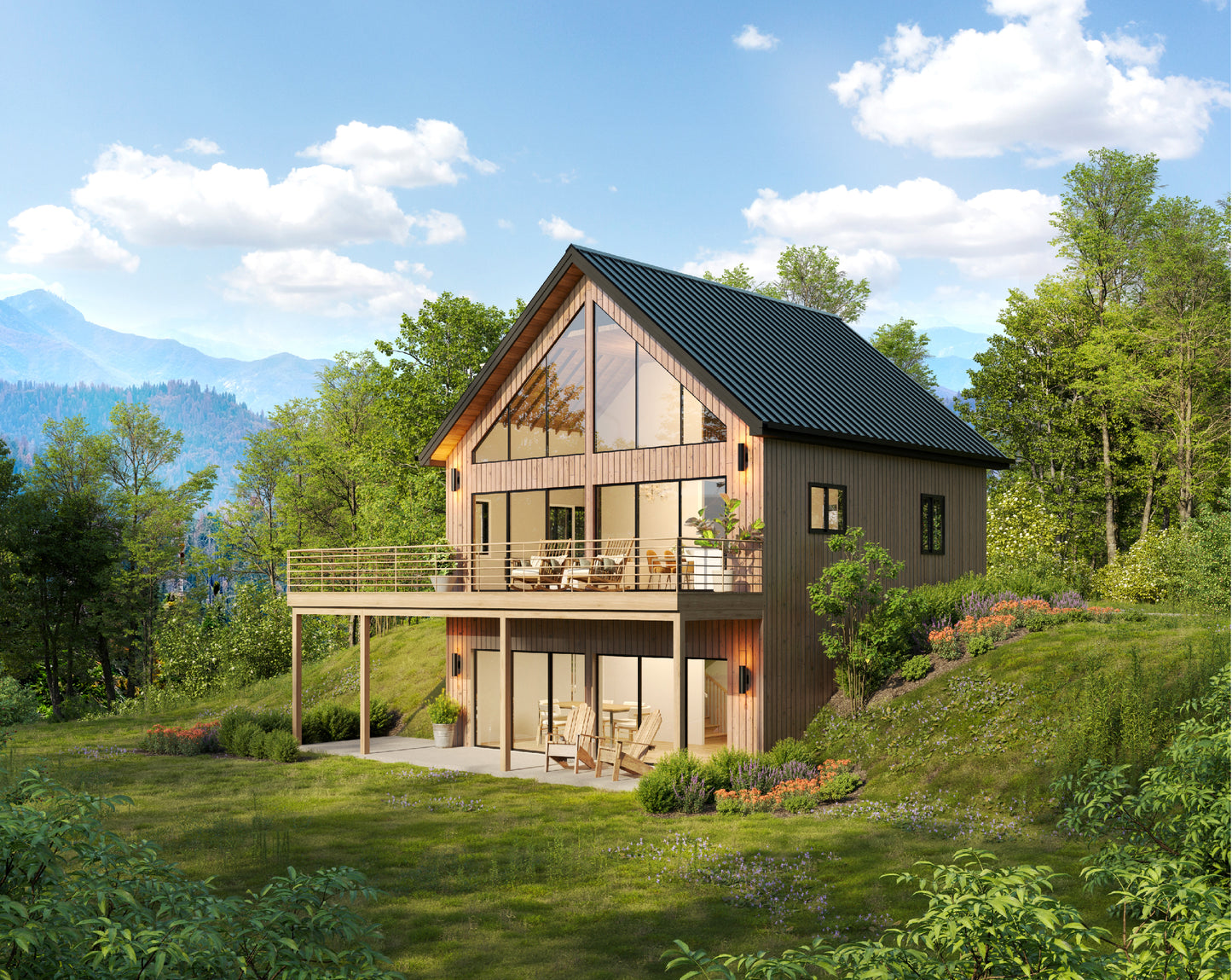 28' x 28' Hilltop Hideout Cabin Architectural Plans