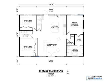 30' x 46' Adirondack Cabin Architectural Plans