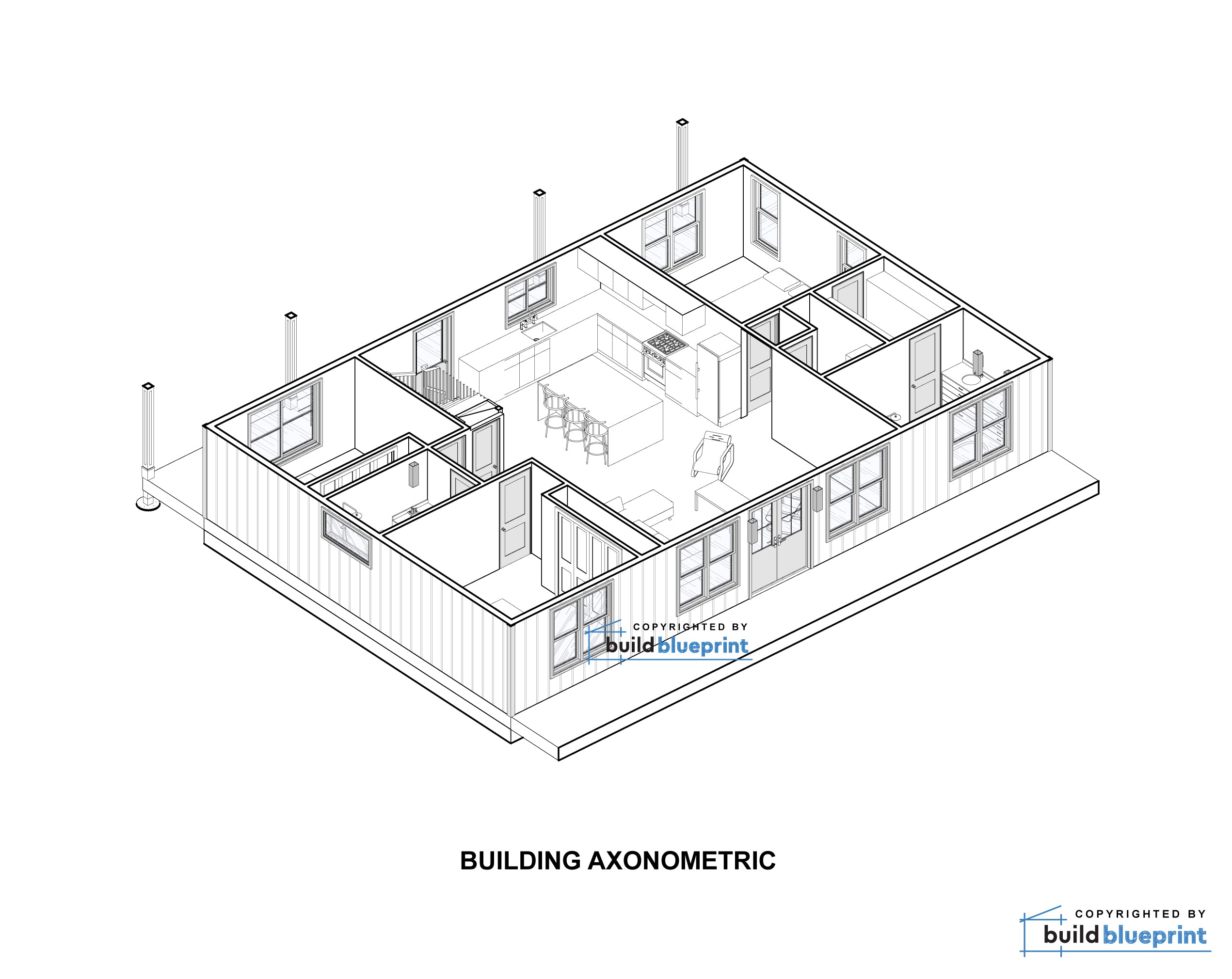 30' x 46' Adirondack Cabin Plans | Build Blueprint