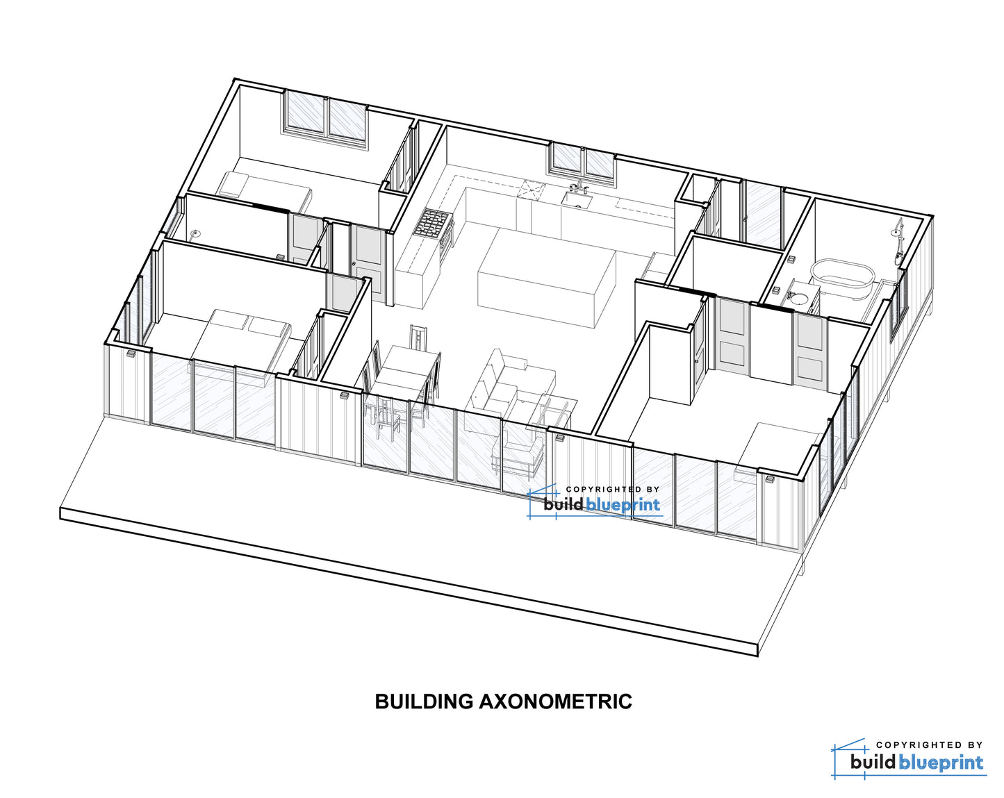 30' x 50' Lean Cottage Architectural Plans