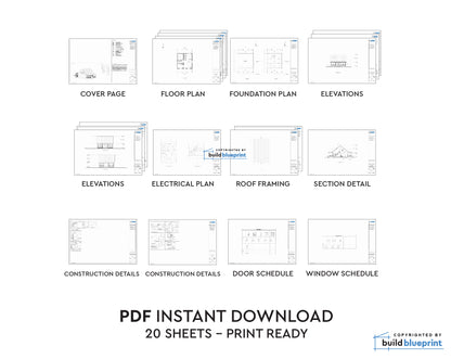 32' x 32' Farmhouse Architectural Plans