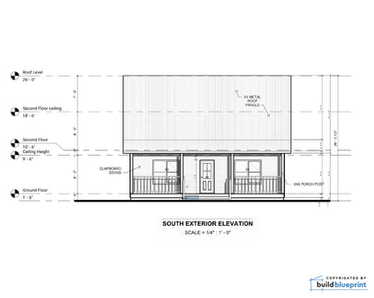 32' x 32' Farmhouse Architectural Plans