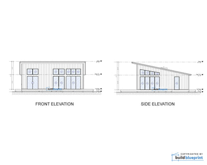 32' x 38' Lean Cabin Architectural Plans