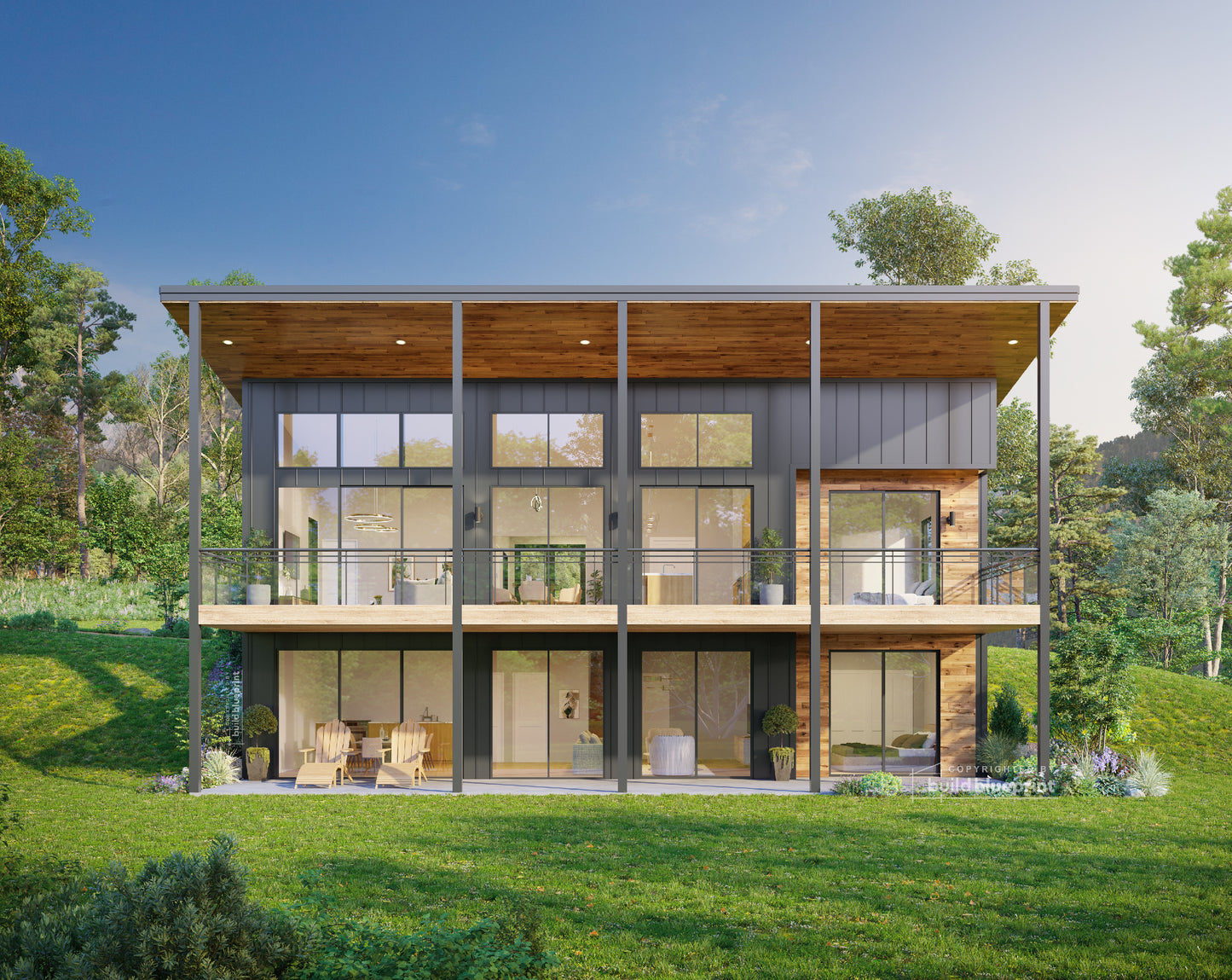 34' x 46' Lean Cottage Walkout Basement Architectural Plans
