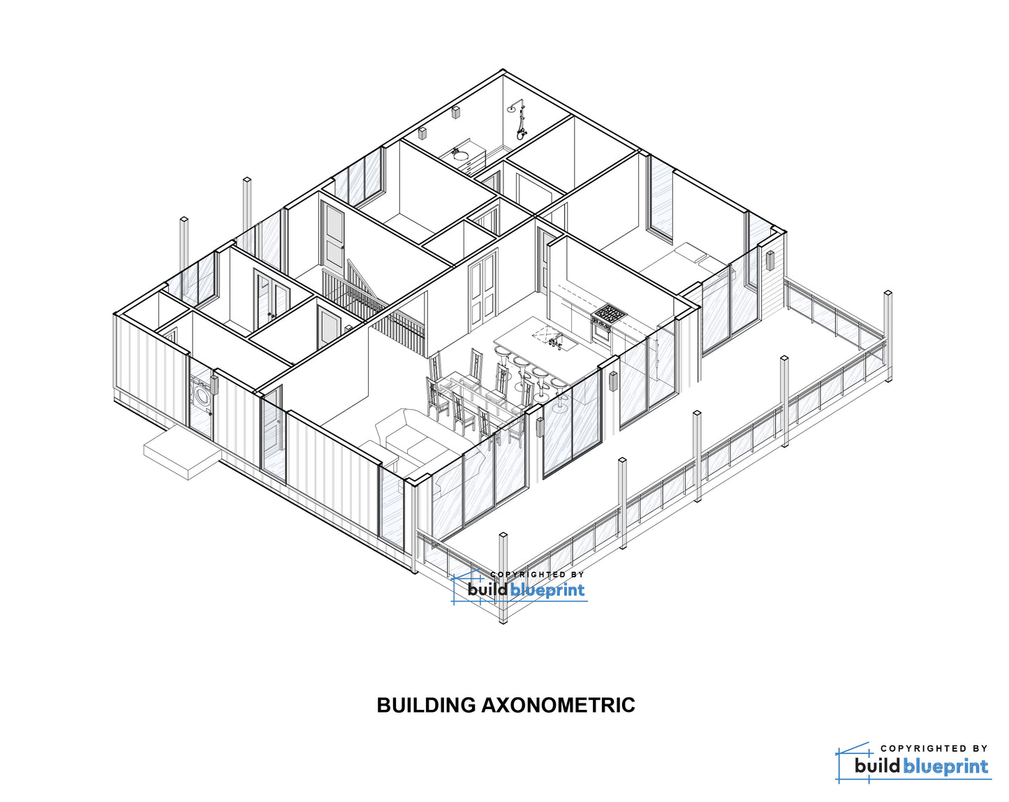 34' x 46' Lean Cottage Walkout Basement Architectural Plans