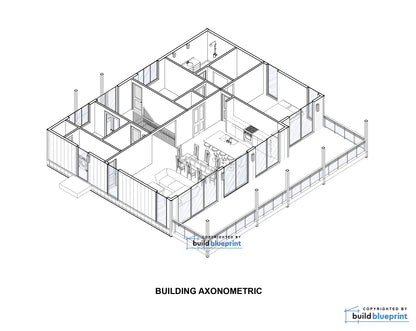 34' x 46' Lean Cottage Walkout Basement Architectural Plans