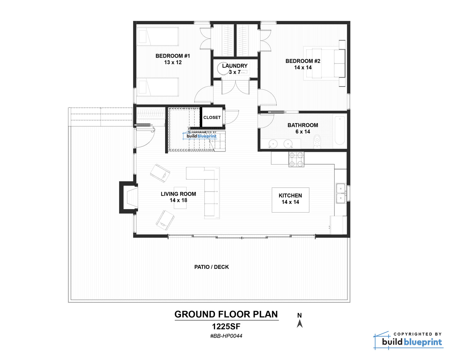 35' x 35' Hilltop Hideout Cabin Architectural Plans