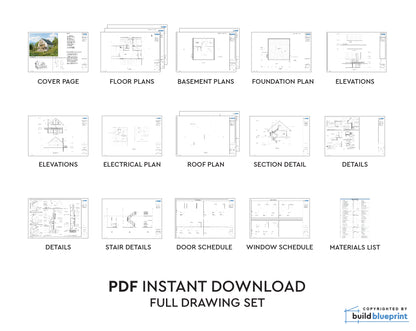 35' x 35' Hilltop Hideout Cabin Architectural Plans