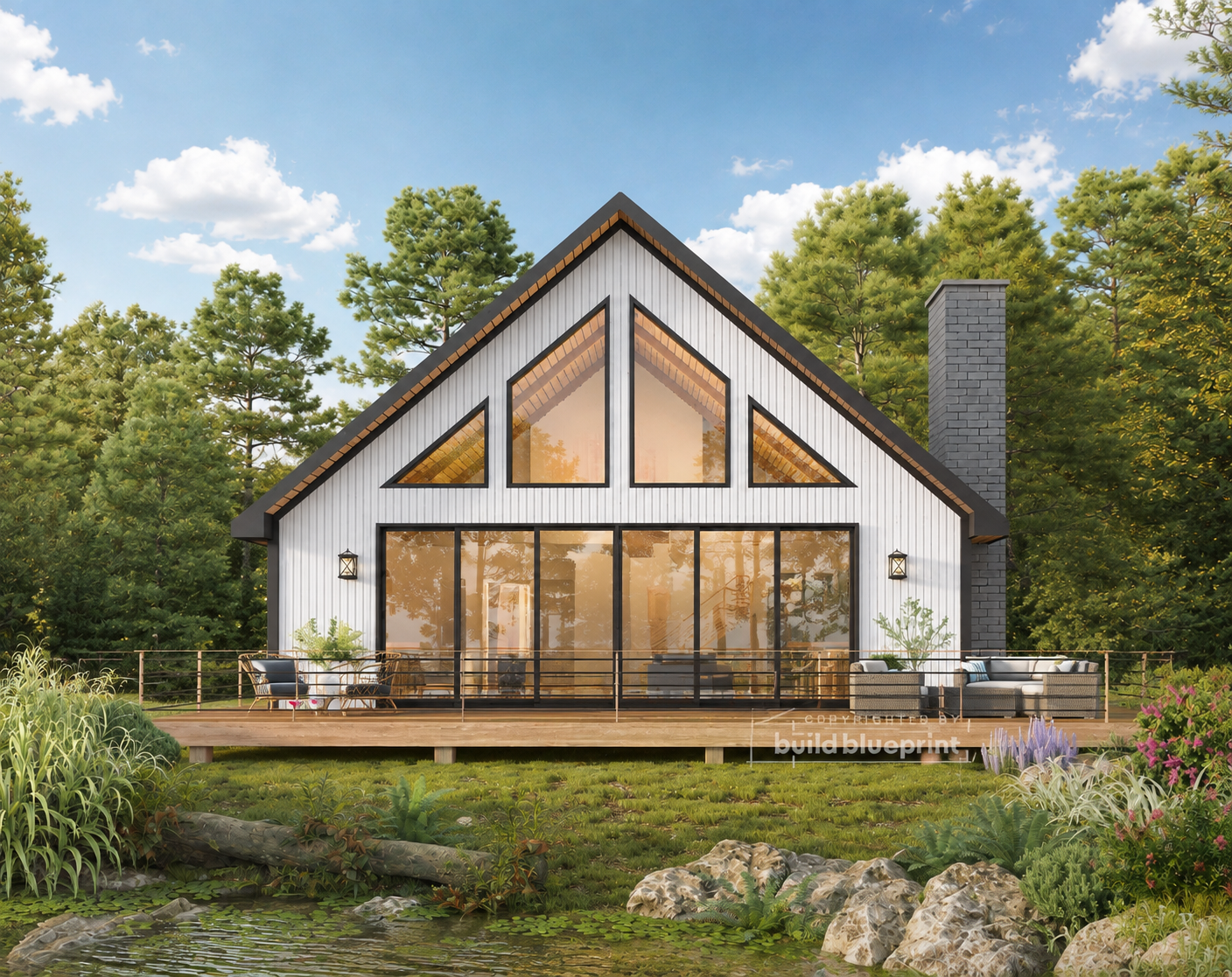 35' x 35' Modern Lake House Architectural Plans