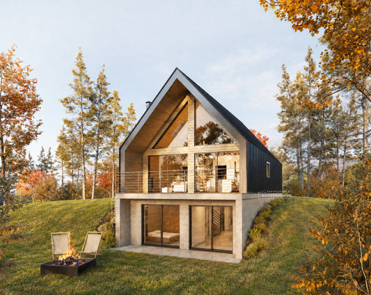 24' x 36' Nordic Cabin Walkout Basement Architectural Plans