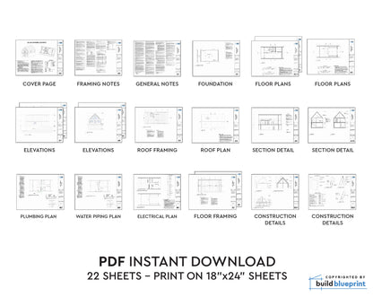 24' x 36' Nordic Cabin Walkout Basement Architectural Plans