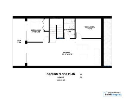24' x 36' Nordic Cabin Walkout Basement Architectural Plans