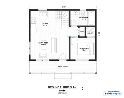 20' x 26' Traditional American Cabin Architectural Plans