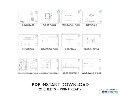 20' x 26' Traditional American Cabin Architectural Plans
