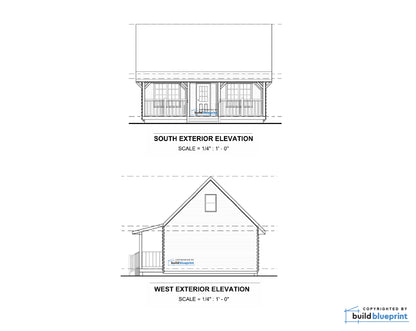 20' x 26' Traditional American Cabin Architectural Plans