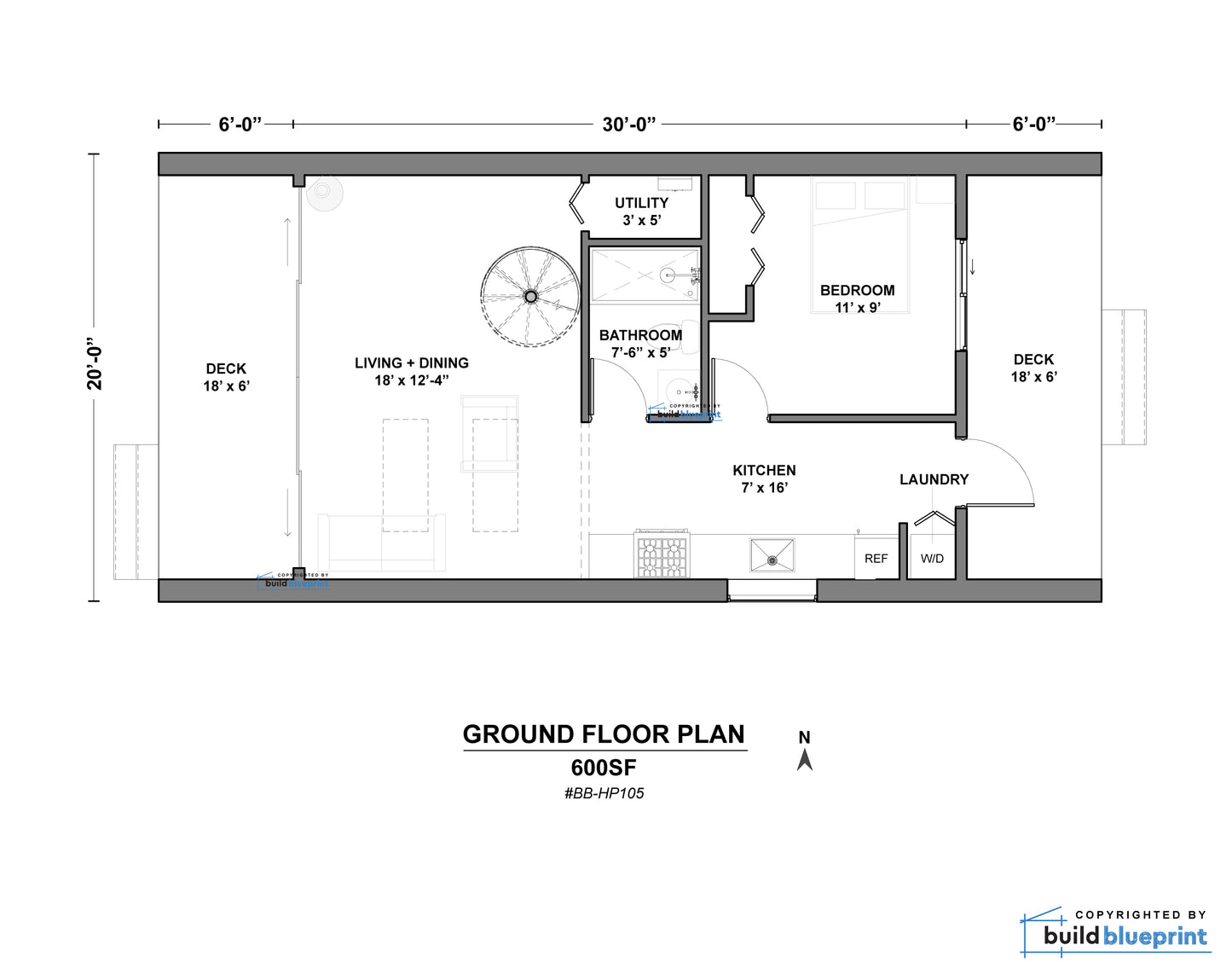 20' x 30' Walden Cabin Architectural Plans