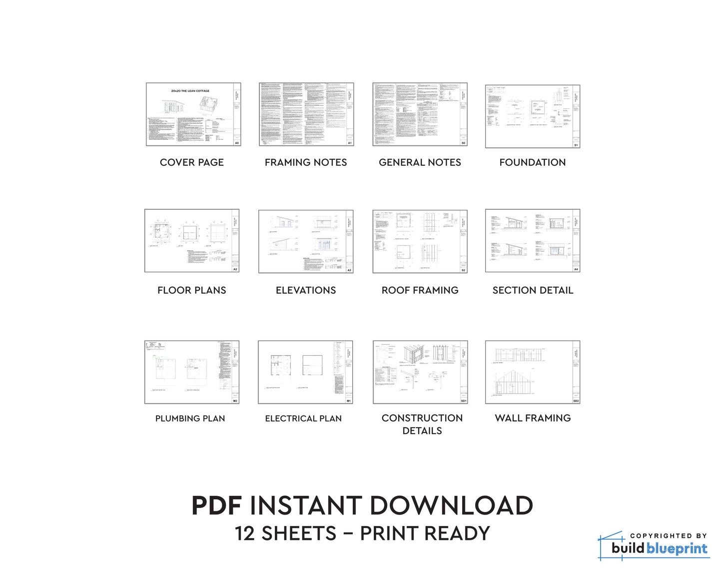 26' x 34' Willow Cabin Architectural Plans