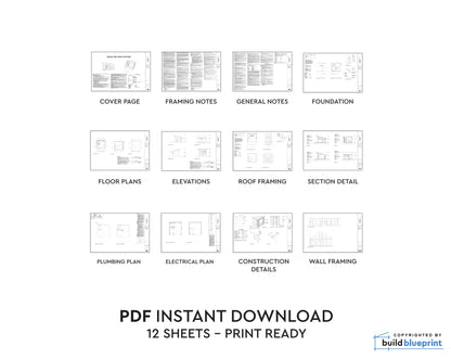 26' x 34' Willow Cabin Architectural Plans