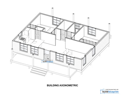 26' x 34' Willow Cabin Architectural Plans