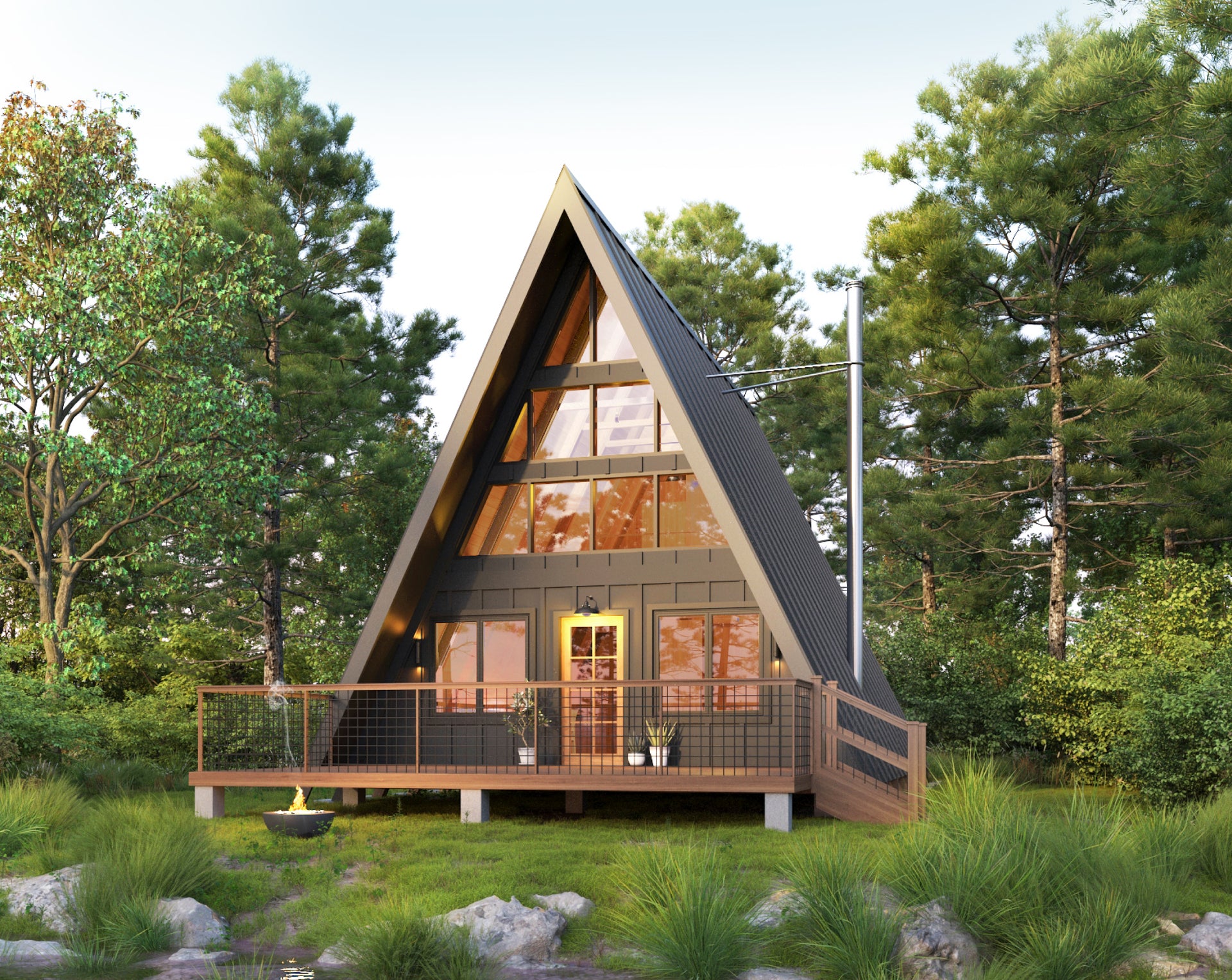 24' x 36' Modern A-Frame Cabin Architectural Plans
