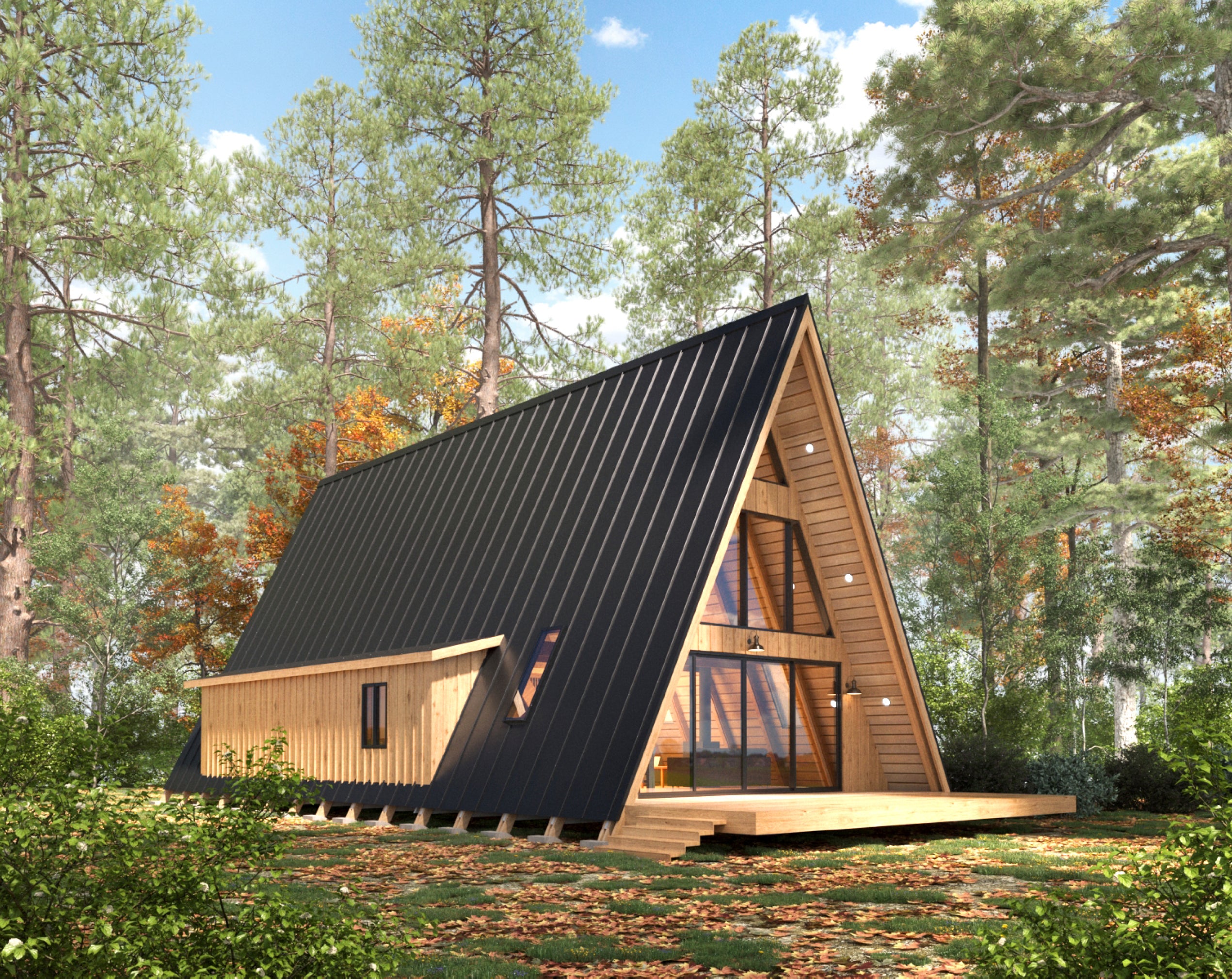 28' x 46' Large Modern A-Frame Cabin Architectural Plans – Build Blueprint