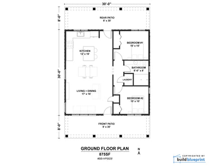 30' x 30' American Cottage Architectural Plans